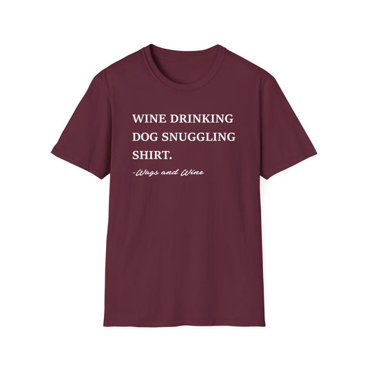 Wine Drinking Dog Snuggling Tee