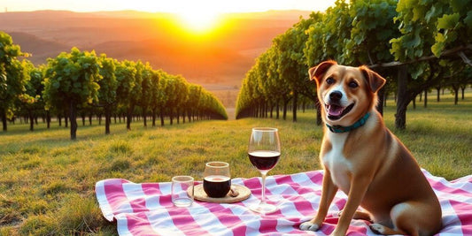 Dog enjoying a day at a Texas winery.