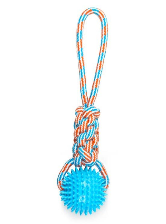 Knotted Tug Rope Dog Toy with TPR Spike Ball