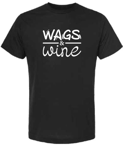 Wags & Wine Logo Text Tee, Black